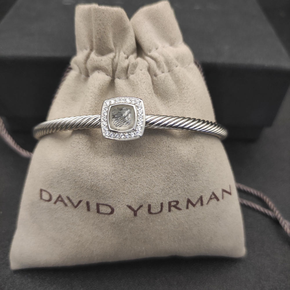 David Yurman 4mm square diamond buttonhole white diamond bracelet